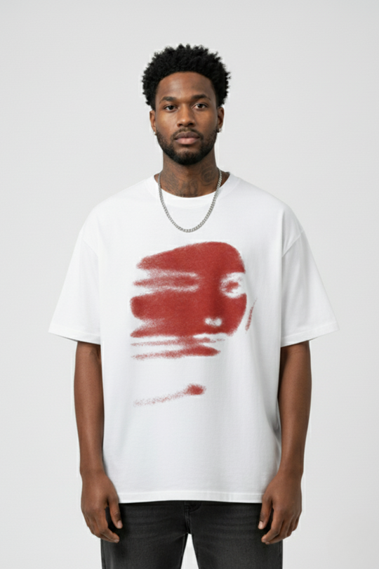 LifeOfStreetwear | Men’s White Graphic Face Oversized T-Shirt