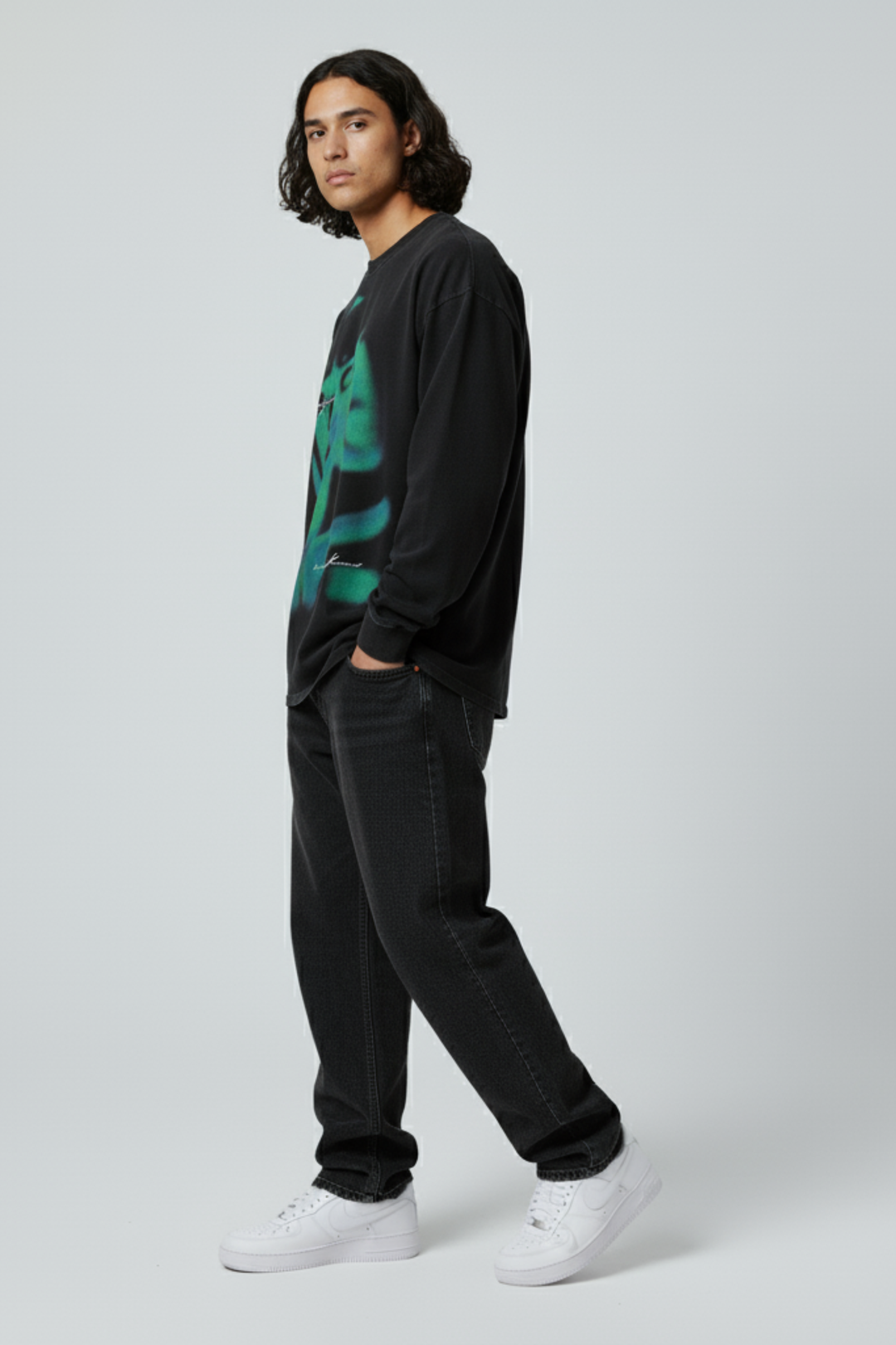 LifeOfStreetwear | Men’s Black Graphic Long Sleeve Shirt