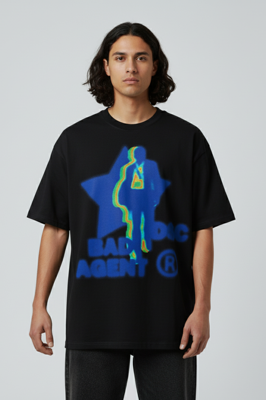 LifeOfStreetwear | Men’s White & Black Graphic T-Shirt – “Bad Agent” Edition
