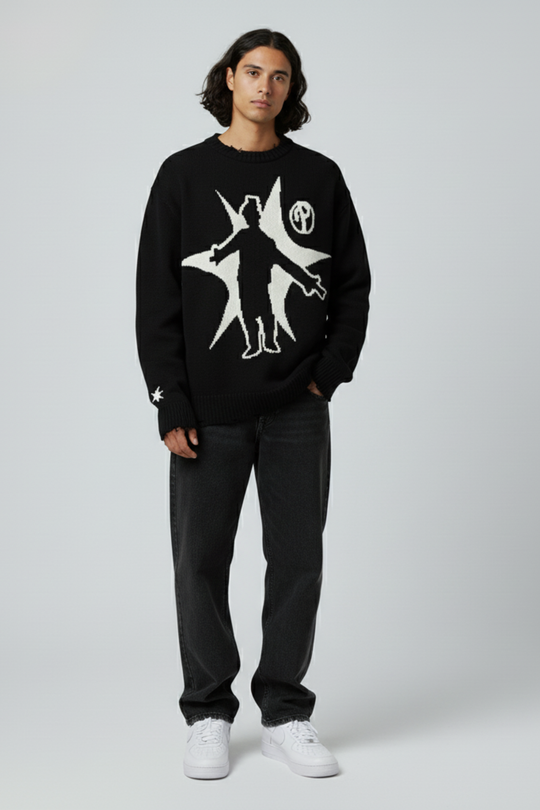 LifeOfStreetwear | Men’s Oversized Knit Graphic Sweater