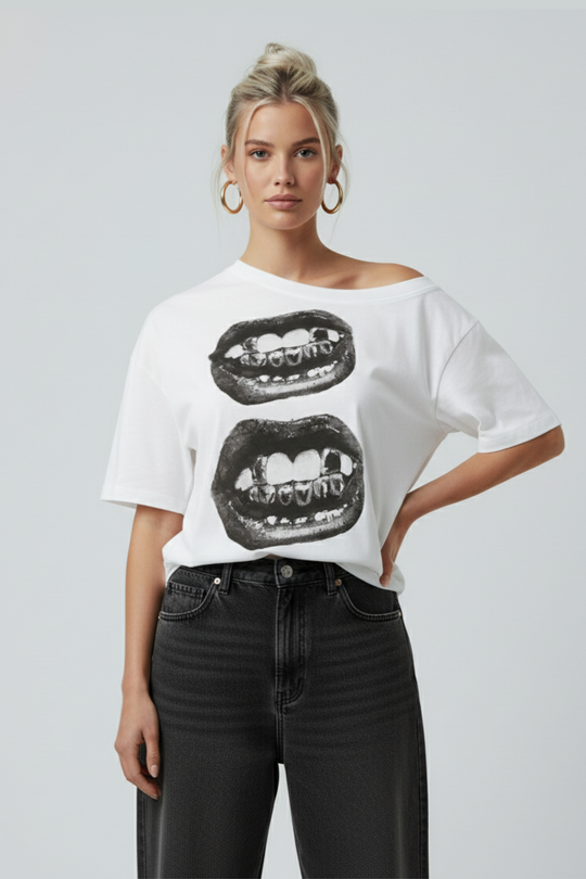 LifeOfStreetwear | Women’s Hip Hop Mouth Print T-Shirt – Streetwear