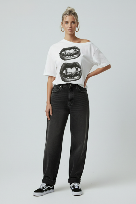 LifeOfStreetwear | Women’s Hip Hop Mouth Print T-Shirt – Streetwear