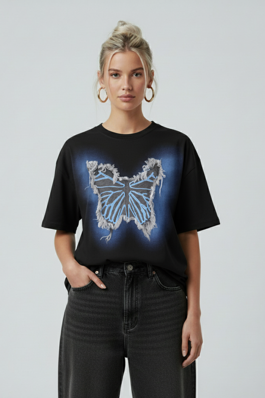 LifeOfStreetwear | Women’s Oversized White Butterfly T-Shirt