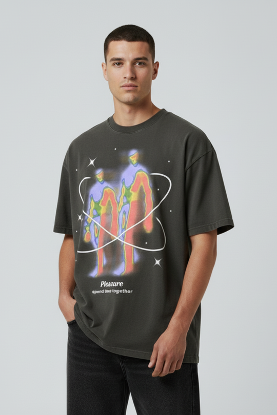 LifeOfStreetwear | Men’s Gray Oversized Atomic Graphic T-Shirt