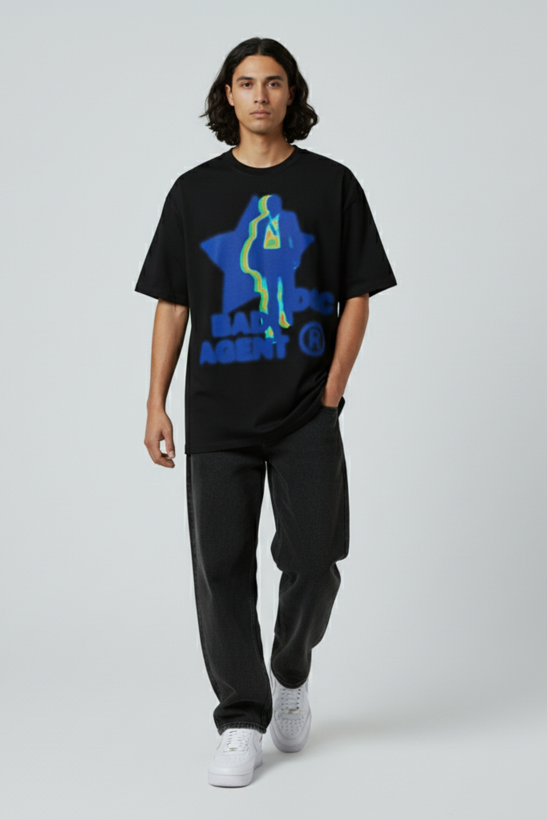 LifeOfStreetwear | Men’s White & Black Graphic T-Shirt – “Bad Agent” Edition