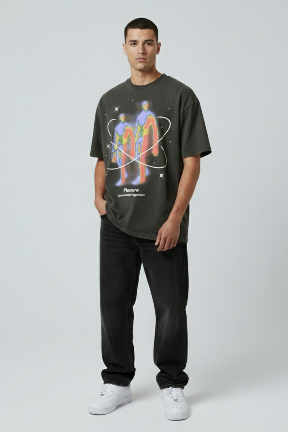 LifeOfStreetwear | Men’s Gray Oversized Atomic Graphic T-Shirt