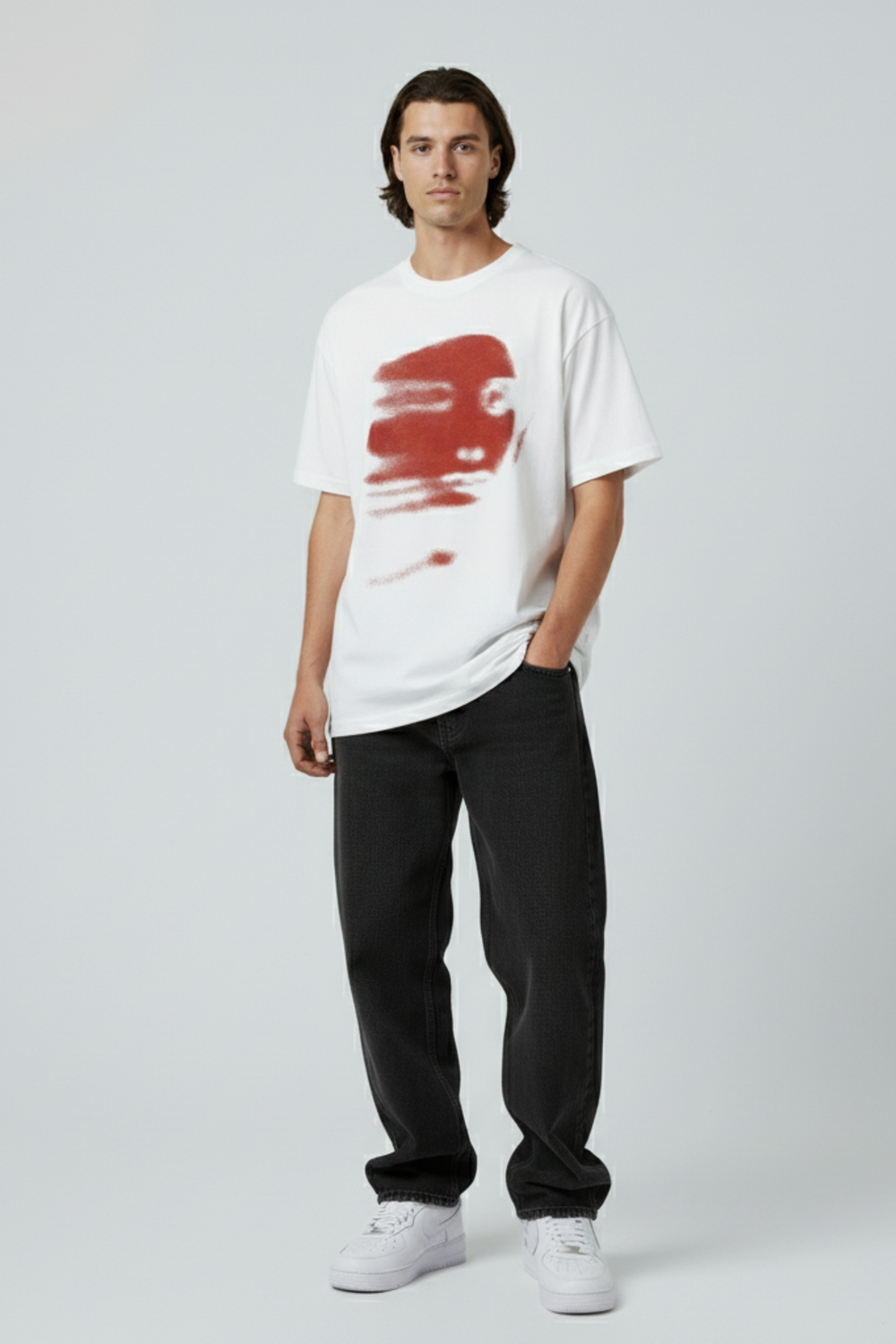 LifeOfStreetwear | Men’s White Graphic Face Oversized T-Shirt