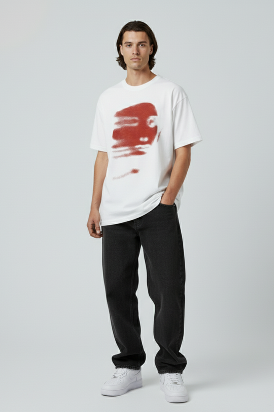 LifeOfStreetwear | Men’s White Graphic Face Oversized T-Shirt