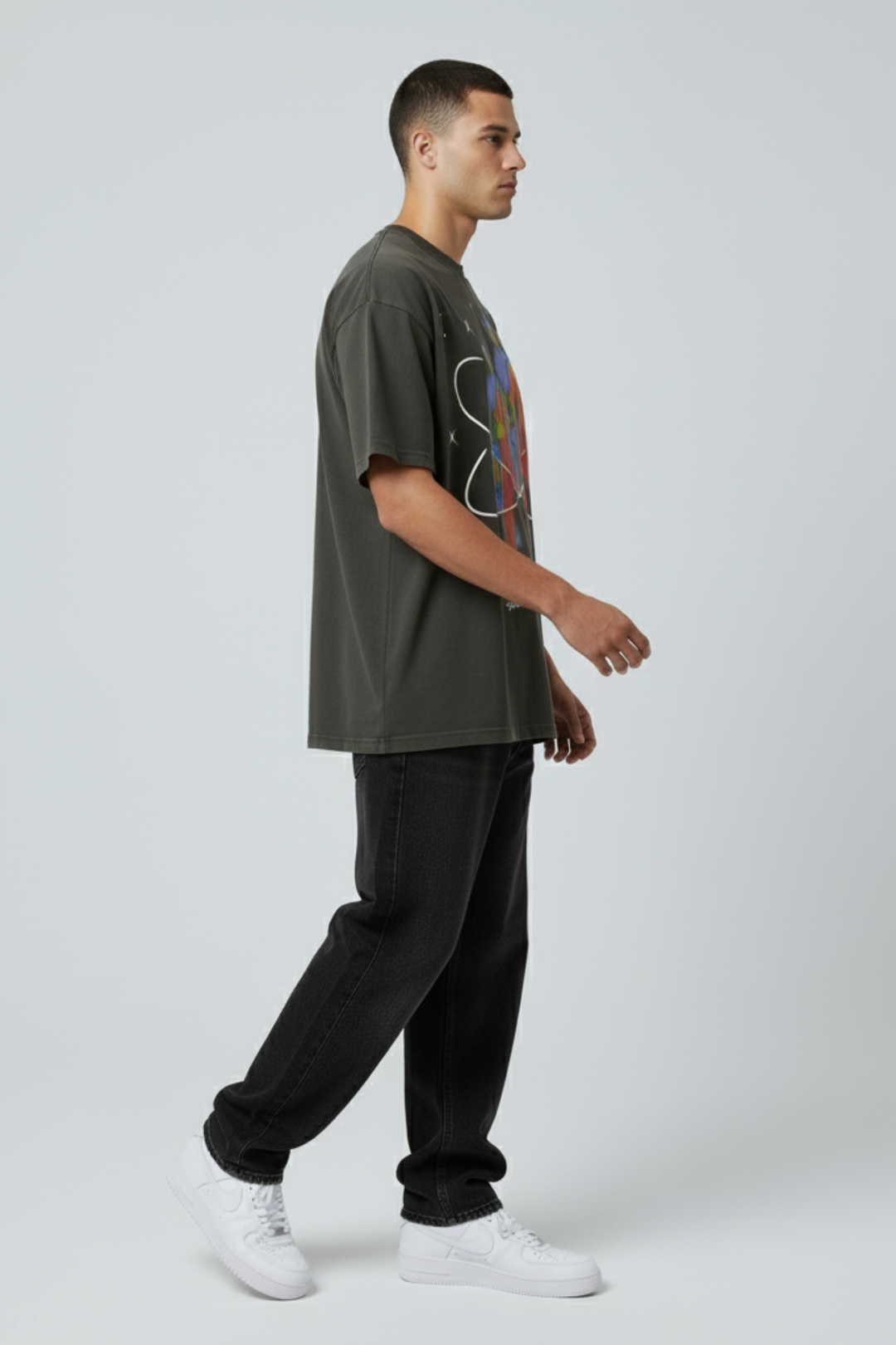 LifeOfStreetwear | Men’s Gray Oversized Atomic Graphic T-Shirt