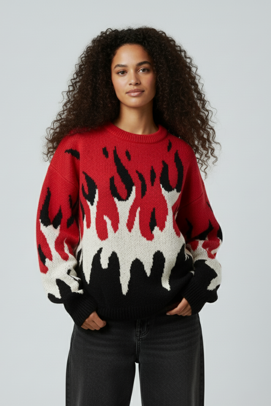 LifeOfStreetwear | Women's Knitted Flame Sweater
