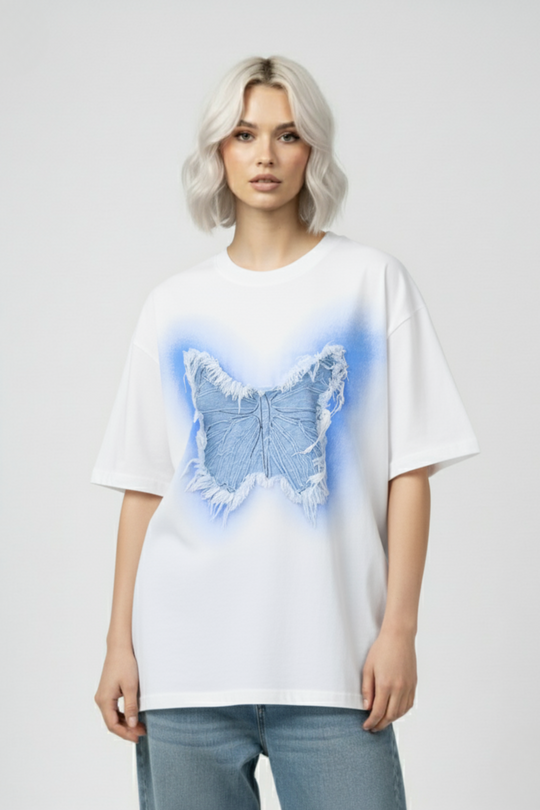LifeOfStreetwear | Women’s Oversized White Butterfly T-Shirt