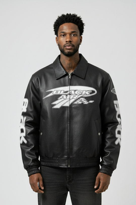 LifeOfStreetwear | Men’s Black Leather Bomber Jacket