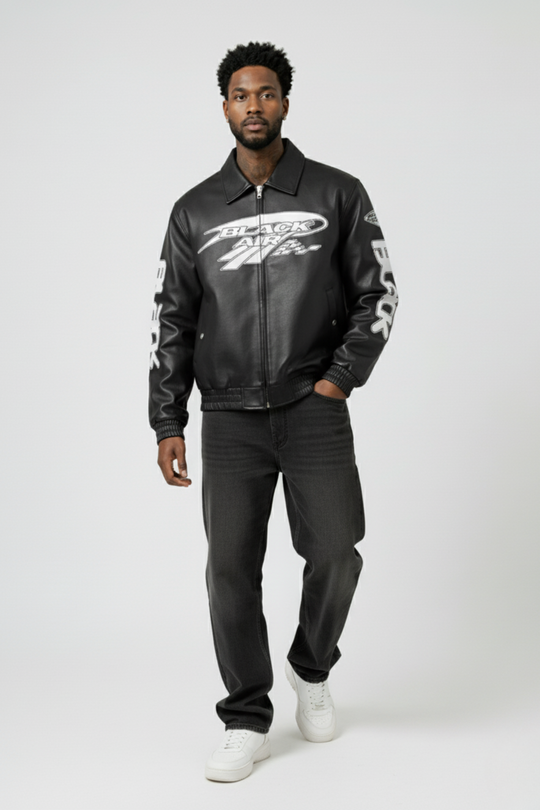LifeOfStreetwear | Men’s Black Leather Bomber Jacket