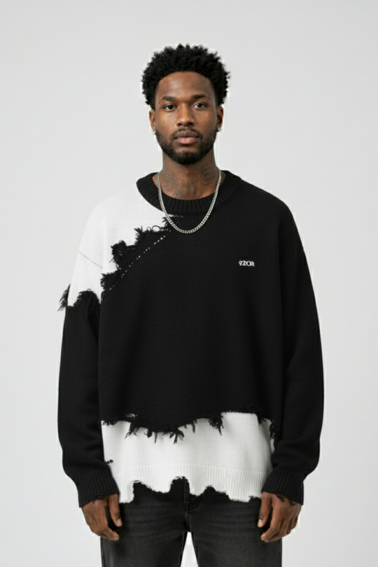 LifeOfStreetwear | Men’s Oversized Black & White Sweater
