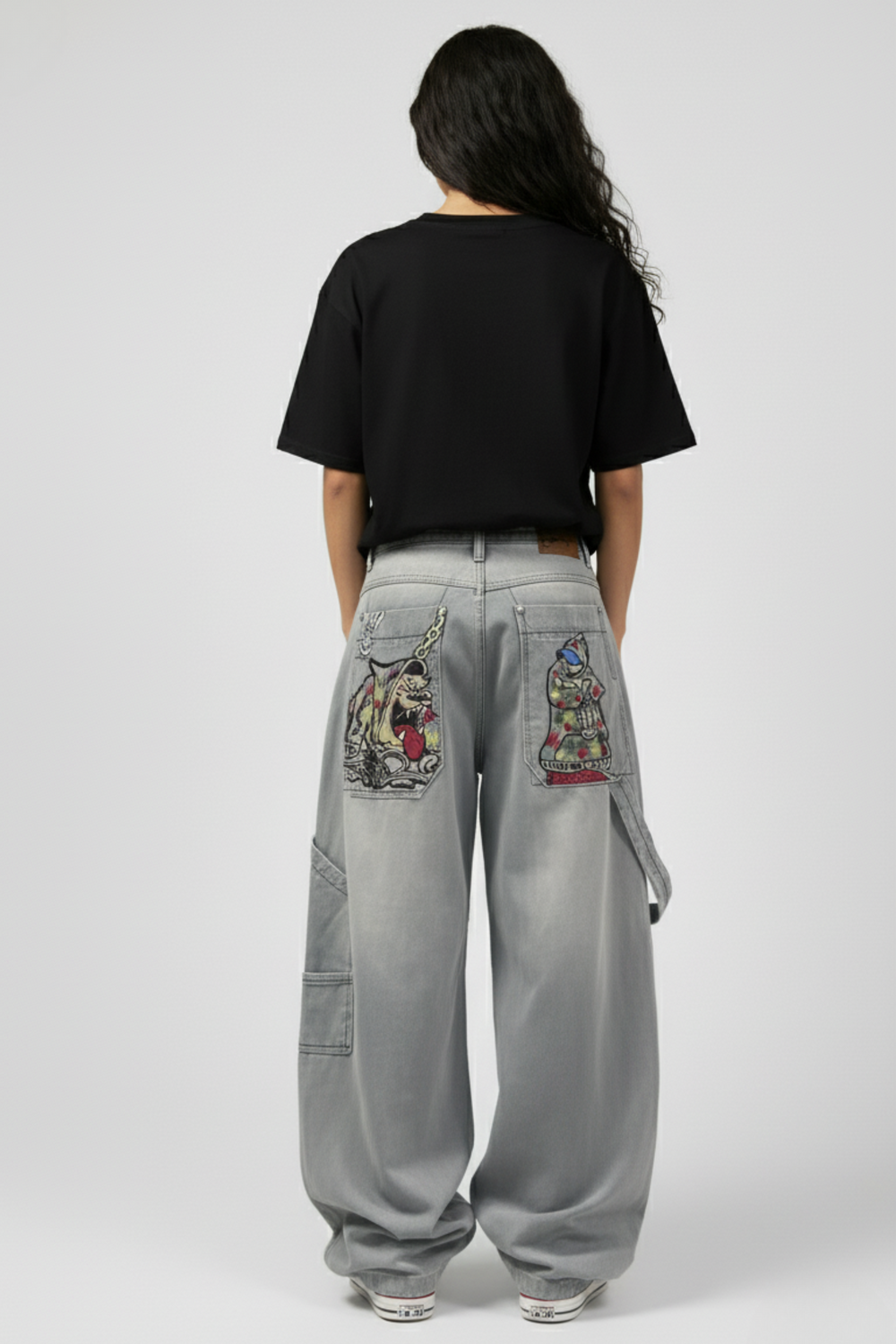 LifeOfStreetwear | Women’s Baggy Light-Wash Jeans with Cartoon Graphics