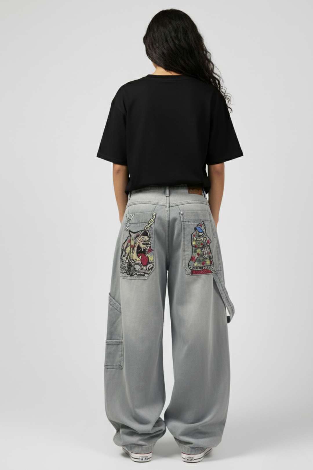 LifeOfStreetwear | Women’s Baggy Light-Wash Jeans with Cartoon Graphics