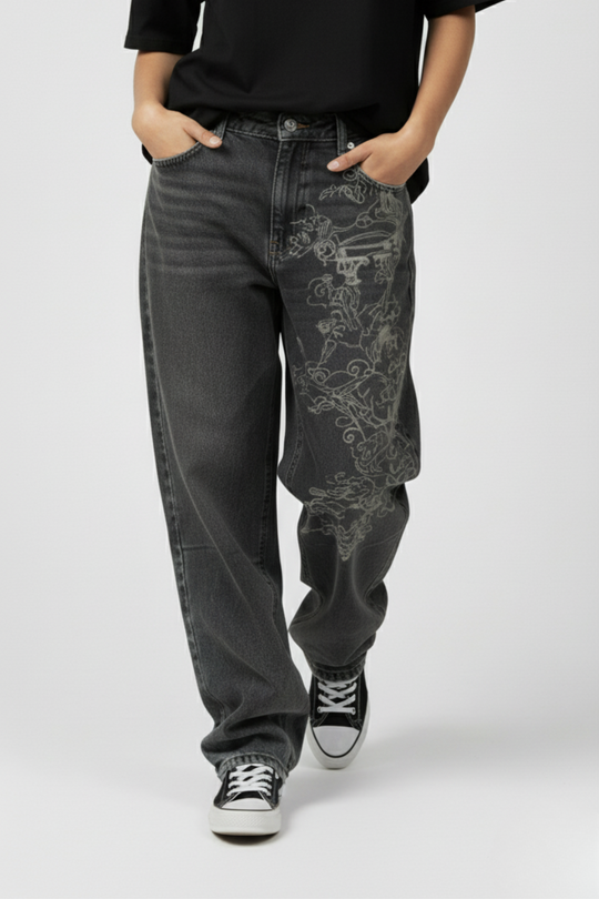 LifeOfStreetwear | Women’s Wide Leg Embroidered Jeans