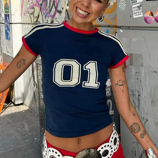 Flag Graphic Baby Tee – Women's Cropped Country Print