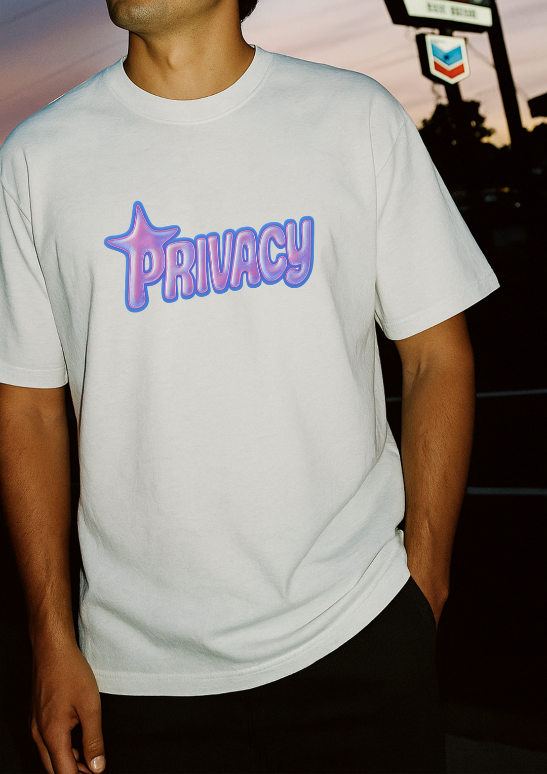 Privacy Graphic Tee – Men's Heavyweight Cotton T-Shirt