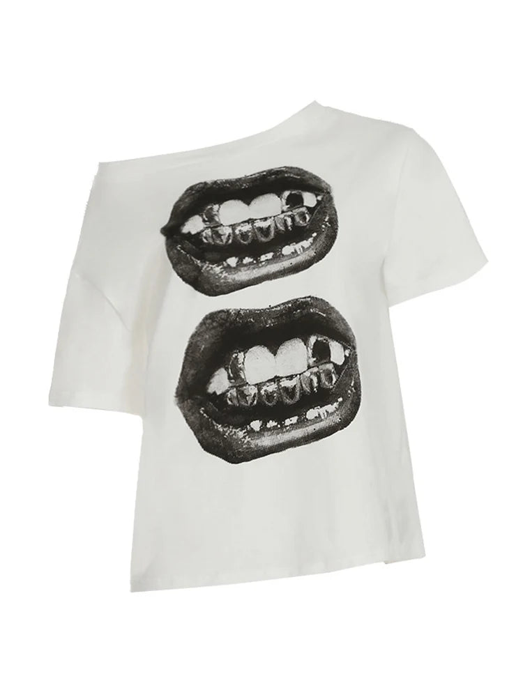 LifeOfStreetwear | Women’s Hip Hop Mouth Print T-Shirt – Streetwear
