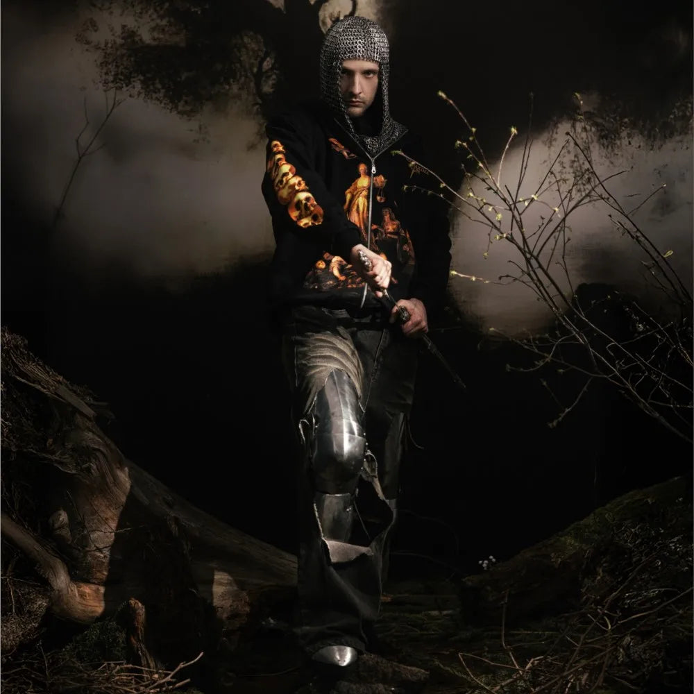 Sanctimonial Justice Graphic Hoodie – Unisex Zip-Up Pullover