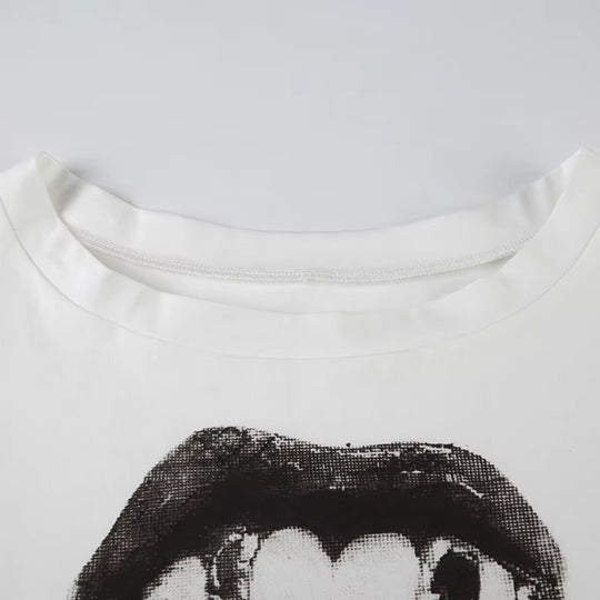 LifeOfStreetwear | Women’s Hip Hop Mouth Print T-Shirt – Streetwear
