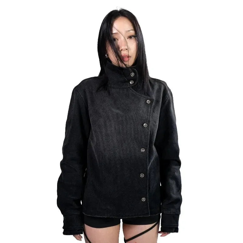 Fencing-Style Jacket – Unisex Vintage Washed Coat