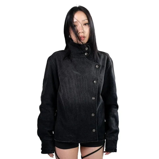Fencing-Style Jacket – Unisex Vintage Washed Coat