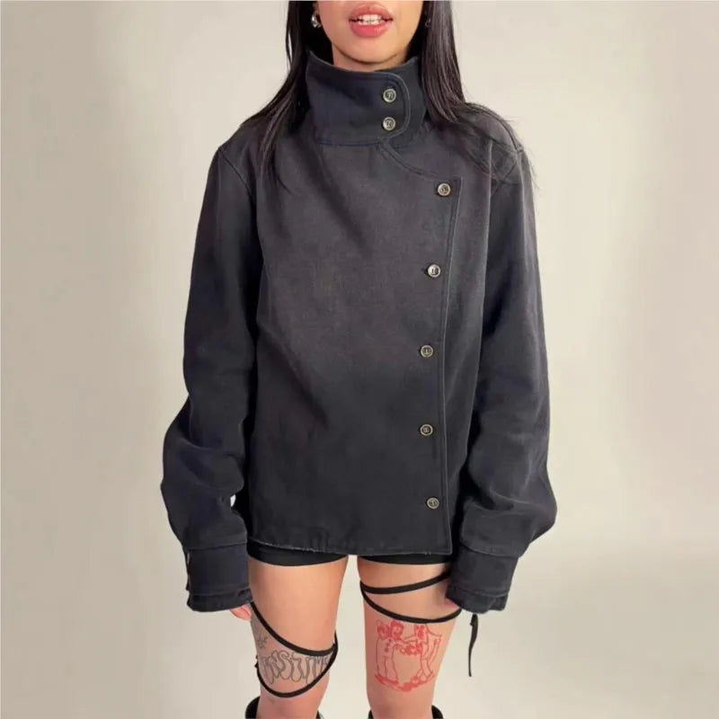 Fencing-Style Jacket – Unisex Vintage Washed Coat