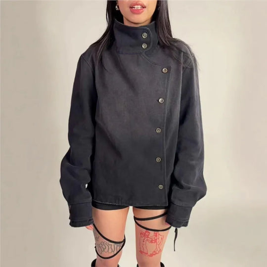 Fencing-Style Jacket – Unisex Vintage Washed Coat