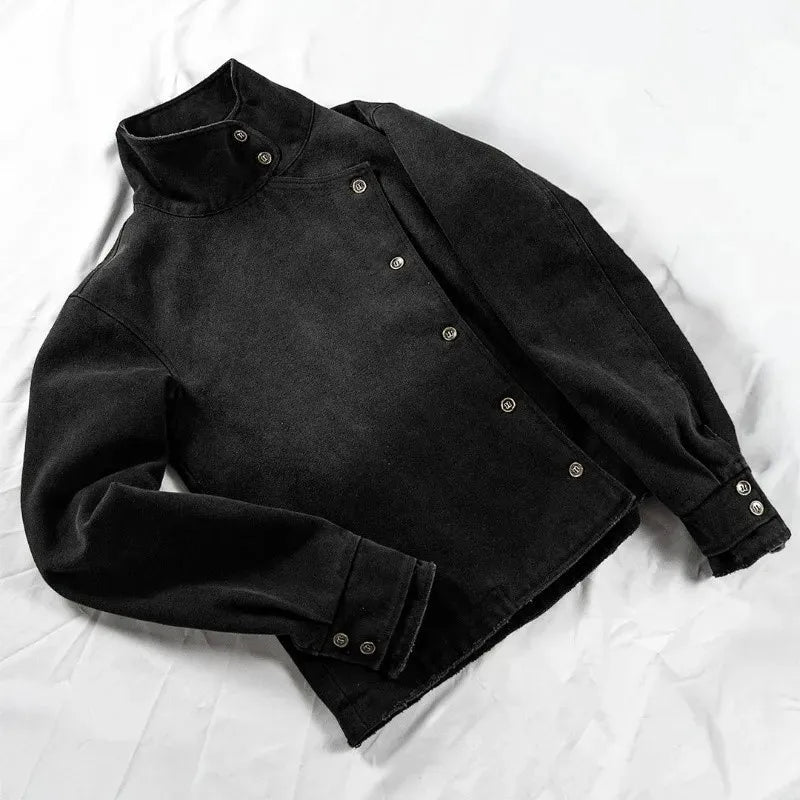 Fencing-Style Jacket – Unisex Vintage Washed Coat