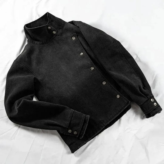 Fencing-Style Jacket – Unisex Vintage Washed Coat