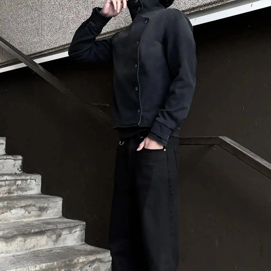 Fencing-Style Jacket – Unisex Vintage Washed Coat