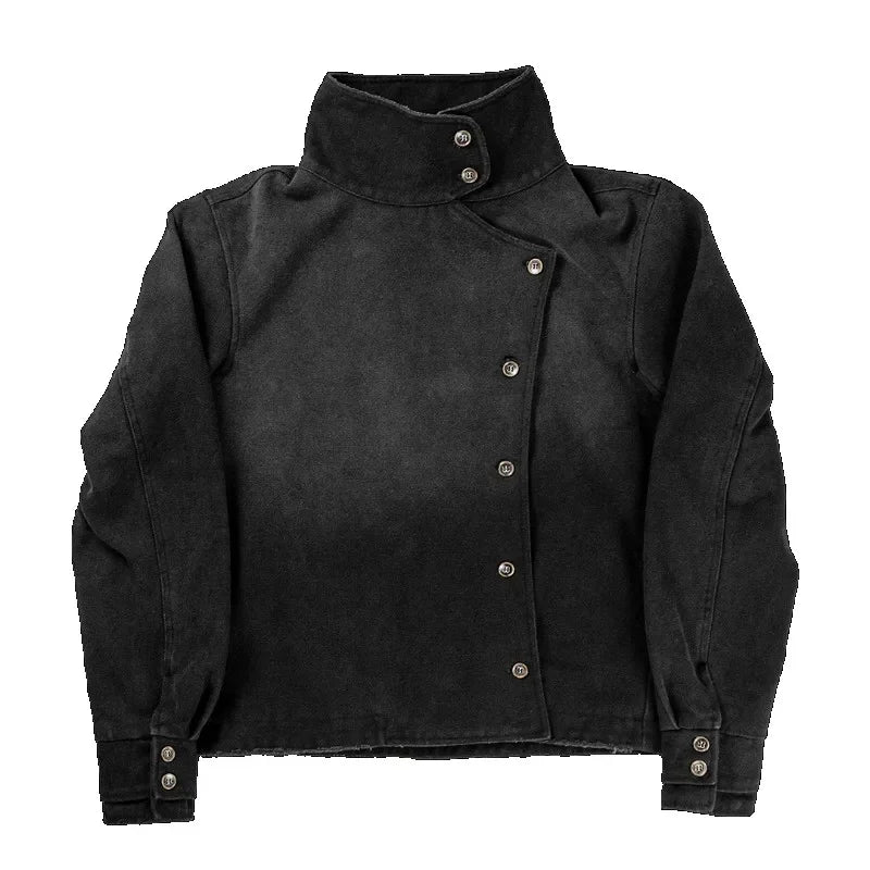 Fencing-Style Jacket – Unisex Vintage Washed Coat
