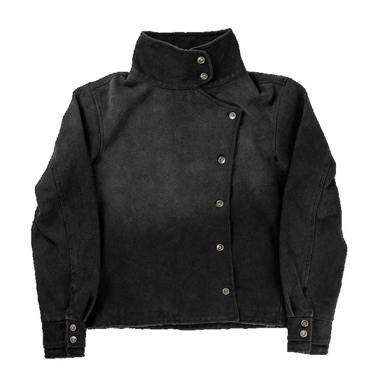 Fencing-Style Jacket – Unisex Vintage Washed Coat