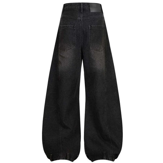 Distressed Denim Jeans – Unisex Wide Leg Barrel Fit