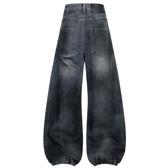 Distressed Denim Jeans – Unisex Wide Leg Barrel Fit
