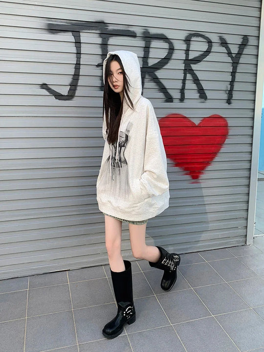 Corset Graphic Hoodie Dress – Women's Oversized Longline