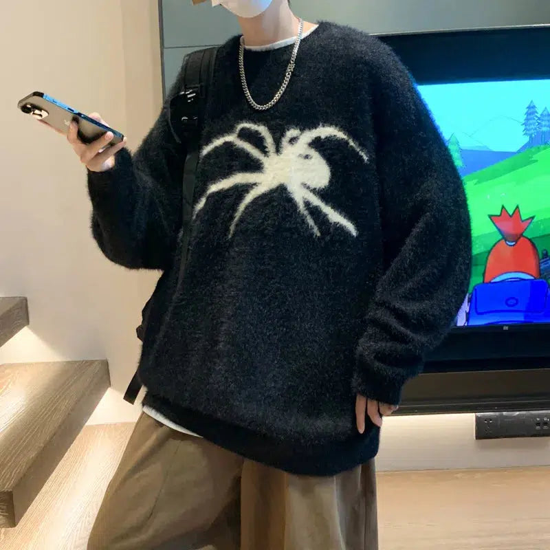Arachnid Knit Jumper – Unisex Baggy Graphic Knit Sweater
