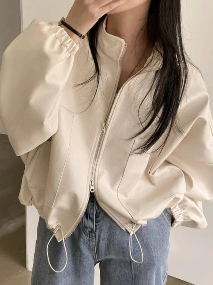 Baggy Leather Jacket – Women's Oversized Relaxed Coat