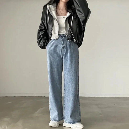 Baggy Leather Jacket – Women's Oversized Relaxed Coat