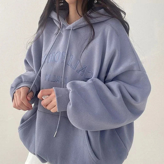 Cali Club Embroidered Hoodie – Women's Baggy Zip-Up
