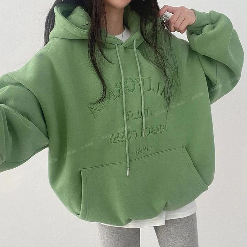 Cali Club Embroidered Hoodie – Women's Baggy Zip-Up