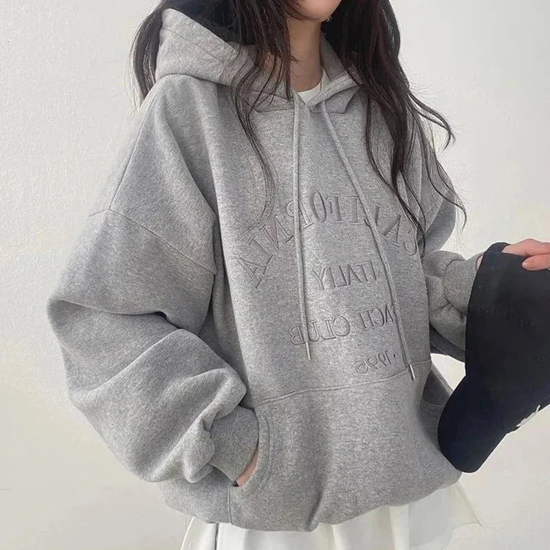 Cali Club Embroidered Hoodie – Women's Baggy Zip-Up
