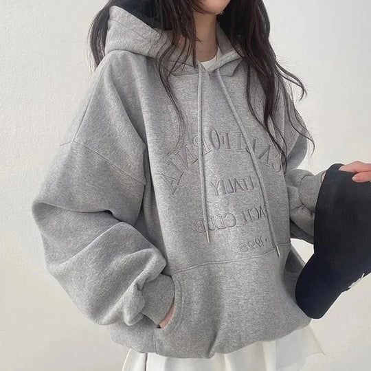 Cali Club Embroidered Hoodie – Women's Baggy Zip-Up