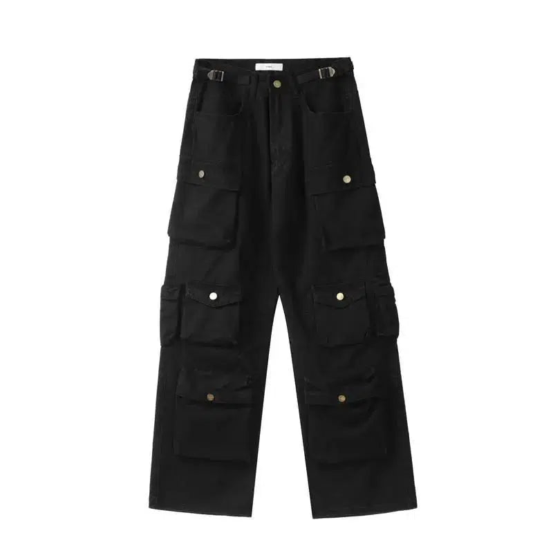 Baggy Cargo Pocket Trousers – Unisex Wide-Leg Utility Pants