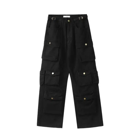Baggy Cargo Pocket Trousers – Unisex Wide-Leg Utility Pants