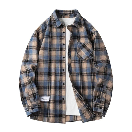 Plaid Flannel Shirt – Men's Baggy Long Sleeve Button-Up