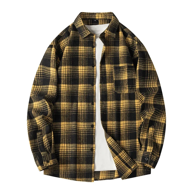 Plaid Flannel Shirt – Men's Baggy Long Sleeve Button-Up
