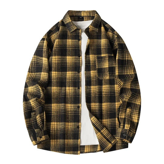 Plaid Flannel Shirt – Men's Baggy Long Sleeve Button-Up